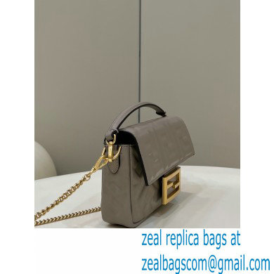 Fendi Nappa Leather Mini Baguette Bag Gray 2023