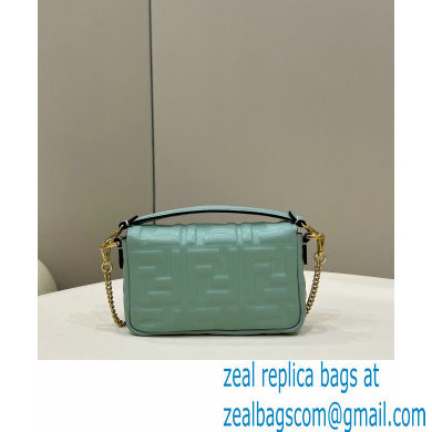 Fendi Nappa Leather Mini Baguette Bag Gray Green 2023