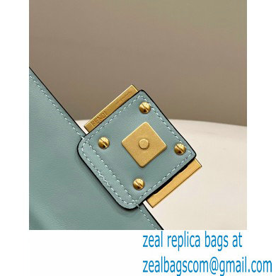 Fendi Nappa Leather Mini Baguette Bag Gray Green 2023