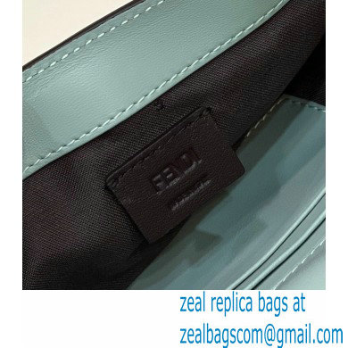 Fendi Nappa Leather Mini Baguette Bag Gray Green 2023