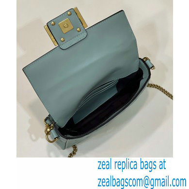 Fendi Nappa Leather Mini Baguette Bag Gray Green 2023