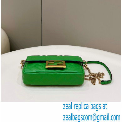 Fendi Nappa Leather Mini Baguette Bag Green 2023