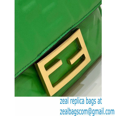 Fendi Nappa Leather Mini Baguette Bag Green 2023