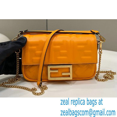 Fendi Nappa Leather Mini Baguette Bag Orange 2023