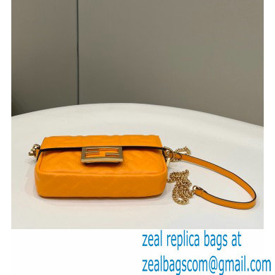 Fendi Nappa Leather Mini Baguette Bag Orange 2023 - Click Image to Close