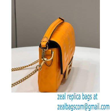 Fendi Nappa Leather Mini Baguette Bag Orange 2023