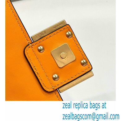 Fendi Nappa Leather Mini Baguette Bag Orange 2023