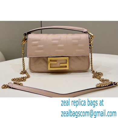 Fendi Nappa Leather Mini Baguette Bag Pale Pink 2023