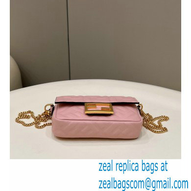 Fendi Nappa Leather Mini Baguette Bag Pink 2023