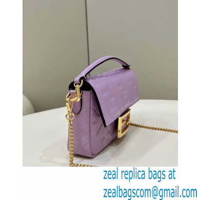 Fendi Nappa Leather Mini Baguette Bag Purple 2023