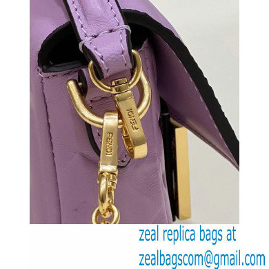 Fendi Nappa Leather Mini Baguette Bag Purple 2023