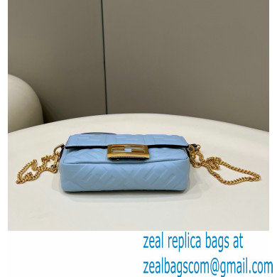 Fendi Nappa Leather Mini Baguette Bag Sky Blue 2023