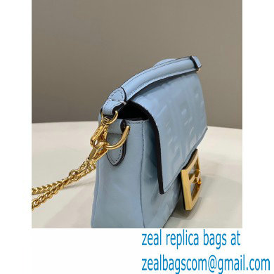 Fendi Nappa Leather Mini Baguette Bag Sky Blue 2023