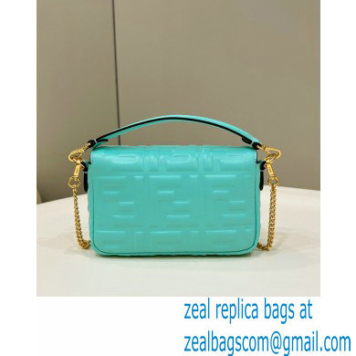 Fendi Nappa Leather Mini Baguette Bag Turquoise Green 2023