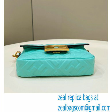 Fendi Nappa Leather Mini Baguette Bag Turquoise Green 2023