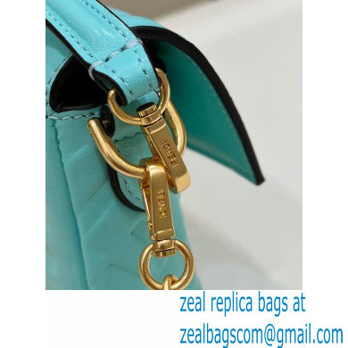 Fendi Nappa Leather Mini Baguette Bag Turquoise Green 2023