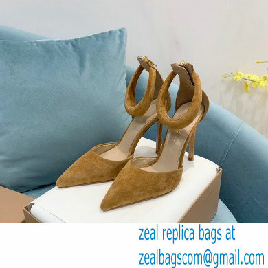 Gianvito Rossi Heel 10.5cm Bijoux Pumps Suede Brown 2023