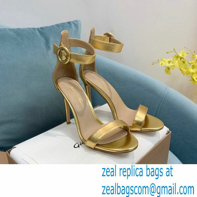 Gianvito Rossi Heel 10.5cm Portofino Sandals with Buckle-covered Anklet Strap Leather Gold 2023