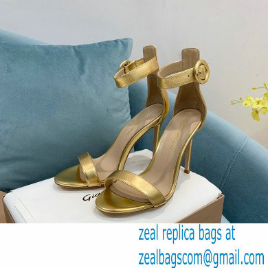 Gianvito Rossi Heel 10.5cm Portofino Sandals with Buckle-covered Anklet Strap Leather Gold 2023