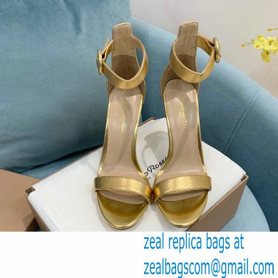 Gianvito Rossi Heel 10.5cm Portofino Sandals with Buckle-covered Anklet Strap Leather Gold 2023