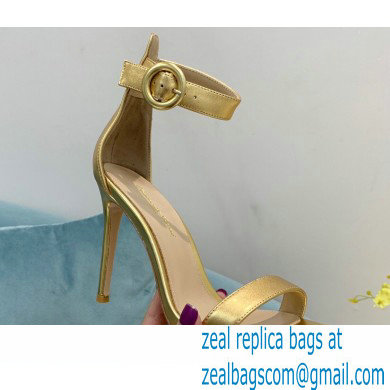 Gianvito Rossi Heel 10.5cm Portofino Sandals with Buckle-covered Anklet Strap Leather Gold 2023
