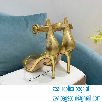 Gianvito Rossi Heel 10.5cm Portofino Sandals with Buckle-covered Anklet Strap Leather Gold 2023