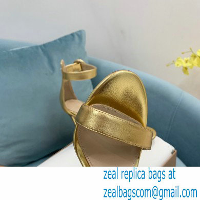 Gianvito Rossi Heel 10.5cm Portofino Sandals with Buckle-covered Anklet Strap Leather Gold 2023
