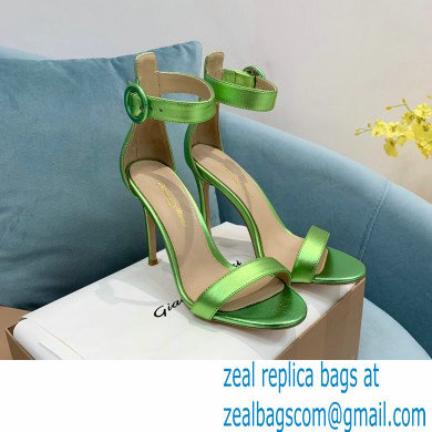 Gianvito Rossi Heel 10.5cm Portofino Sandals with Buckle-covered Anklet Strap Leather Green 2023