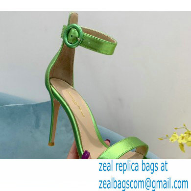 Gianvito Rossi Heel 10.5cm Portofino Sandals with Buckle-covered Anklet Strap Leather Green 2023