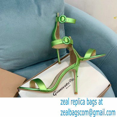 Gianvito Rossi Heel 10.5cm Portofino Sandals with Buckle-covered Anklet Strap Leather Green 2023 - Click Image to Close