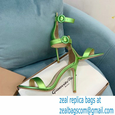 Gianvito Rossi Heel 10.5cm Portofino Sandals with Buckle-covered Anklet Strap Leather Green 2023