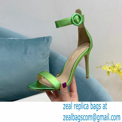 Gianvito Rossi Heel 10.5cm Portofino Sandals with Buckle-covered Anklet Strap Leather Green 2023