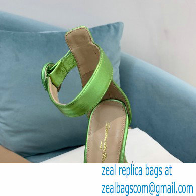 Gianvito Rossi Heel 10.5cm Portofino Sandals with Buckle-covered Anklet Strap Leather Green 2023