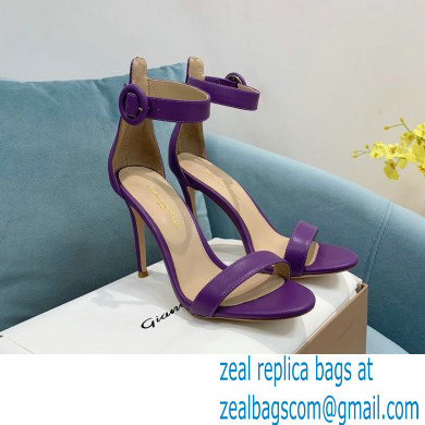 Gianvito Rossi Heel 10.5cm Portofino Sandals with Buckle-covered Anklet Strap Leather Purple 2023 - Click Image to Close