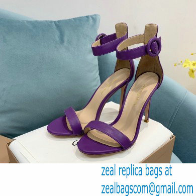 Gianvito Rossi Heel 10.5cm Portofino Sandals with Buckle-covered Anklet Strap Leather Purple 2023