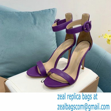 Gianvito Rossi Heel 10.5cm Portofino Sandals with Buckle-covered Anklet Strap Leather Purple 2023 - Click Image to Close