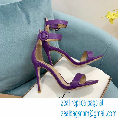 Gianvito Rossi Heel 10.5cm Portofino Sandals with Buckle-covered Anklet Strap Leather Purple 2023