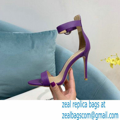 Gianvito Rossi Heel 10.5cm Portofino Sandals with Buckle-covered Anklet Strap Leather Purple 2023