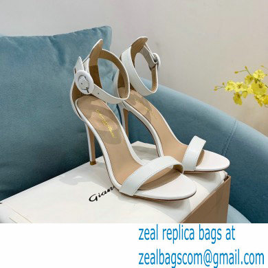 Gianvito Rossi Heel 10.5cm Portofino Sandals with Buckle-covered Anklet Strap Leather White 2023