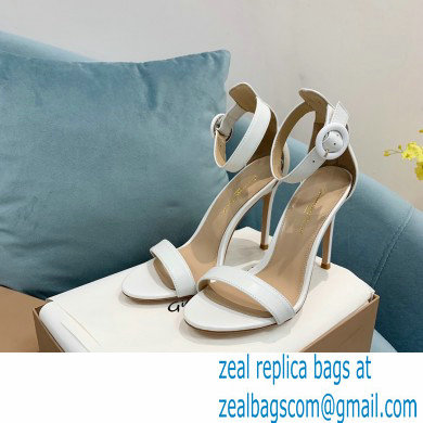 Gianvito Rossi Heel 10.5cm Portofino Sandals with Buckle-covered Anklet Strap Leather White 2023