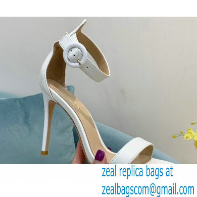 Gianvito Rossi Heel 10.5cm Portofino Sandals with Buckle-covered Anklet Strap Leather White 2023