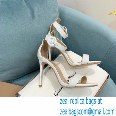 Gianvito Rossi Heel 10.5cm Portofino Sandals with Buckle-covered Anklet Strap Leather White 2023 - Click Image to Close