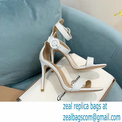 Gianvito Rossi Heel 10.5cm Portofino Sandals with Buckle-covered Anklet Strap Leather White 2023