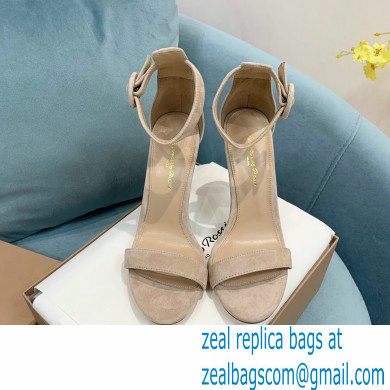 Gianvito Rossi Heel 10.5cm Portofino Sandals with Buckle-covered Anklet Strap Suede Beige 2023