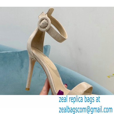 Gianvito Rossi Heel 10.5cm Portofino Sandals with Buckle-covered Anklet Strap Suede Beige 2023