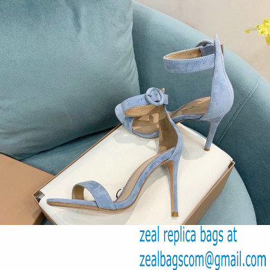 Gianvito Rossi Heel 10.5cm Portofino Sandals with Buckle-covered Anklet Strap Suede Blue 2023