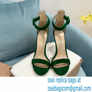 Gianvito Rossi Heel 10.5cm Portofino Sandals with Buckle-covered Anklet Strap Suede Green 2023