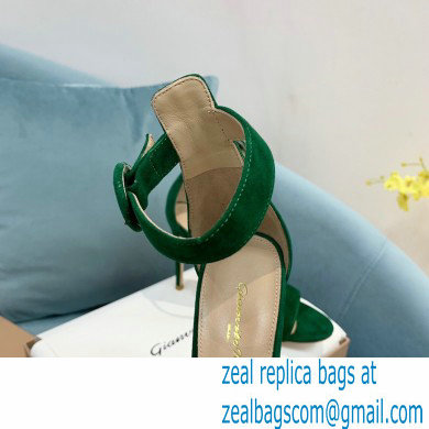 Gianvito Rossi Heel 10.5cm Portofino Sandals with Buckle-covered Anklet Strap Suede Green 2023