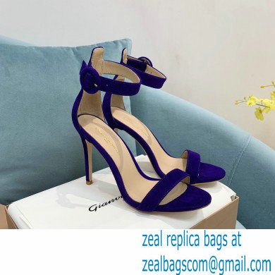 Gianvito Rossi Heel 10.5cm Portofino Sandals with Buckle-covered Anklet Strap Suede Purple 2023 - Click Image to Close