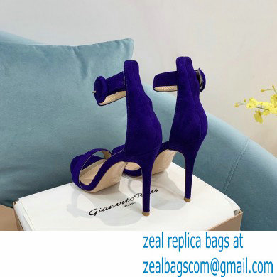 Gianvito Rossi Heel 10.5cm Portofino Sandals with Buckle-covered Anklet Strap Suede Purple 2023